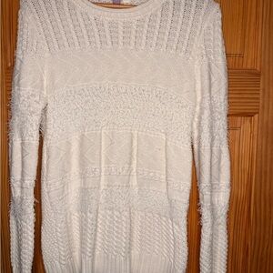 Alya Cream Textured Knit Sweater | Cottagecore Minimalist Style Base | Size M